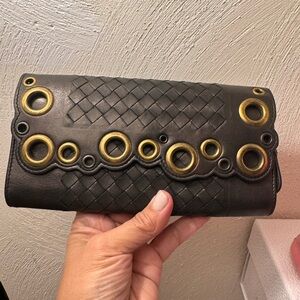 Bottega Venetta Brown  and Bronze  Women's wallet. Chain compatible